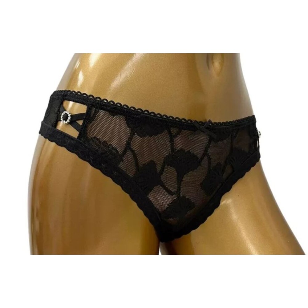 Women S Black Sheer  Floral Lace Elegant Panties Comfy Classic Mid Rice Bikini